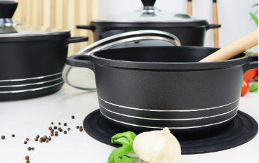 Laria Non Stick Die Cast Stockpot Pan Set 3pcs Black