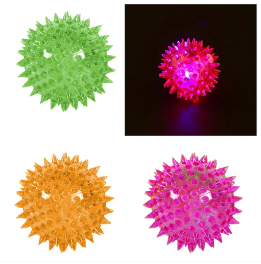 Light Up Spikey LED Ball for Pets Dog / Cat Flashing Assorted Colours