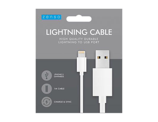Lightning to USB White Cable 1M