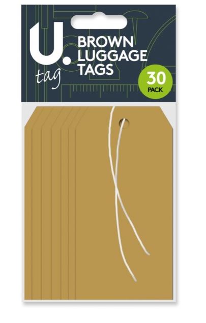 Luggage Tags, 30pk Brown