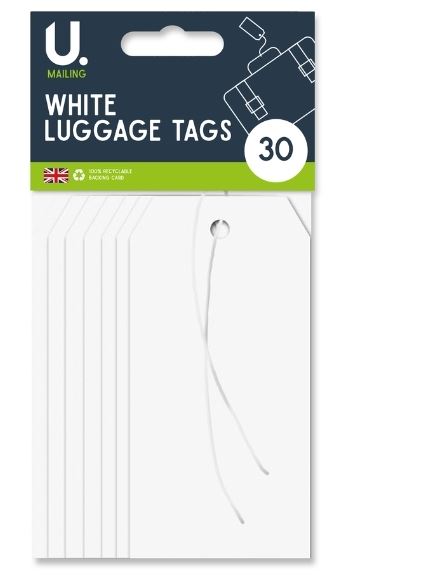 Luggage Tags, 30pk White