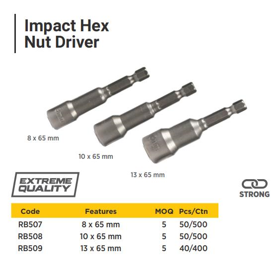 MAGNETIC NUT ADAPTER 10*65MM ( 5 PCS SET )