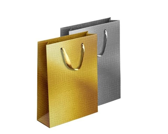 Embossed Metallic Giftbag Gold & Silver X-Large, 32x44x9.5cm