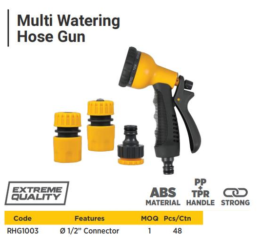 MULTI WATERING HOSE GUN TPR HANDLE with 3 pcs accessories