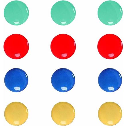 Magnets For Notice Board Whiteboard Refrigerators Assorted Colors (Pack Of 12)