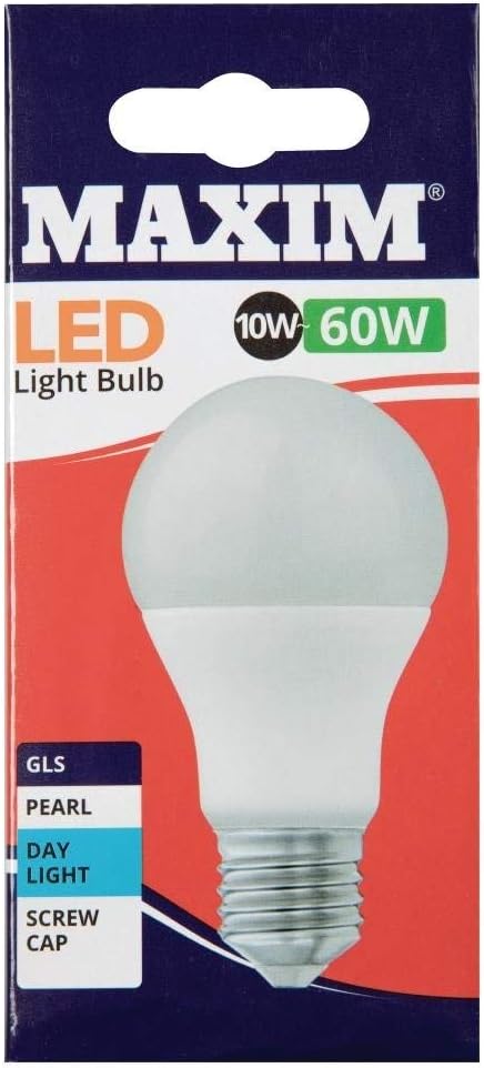 Maxim LED GLS Edison Screw Daylight White- 10watt 60watt Pack 10 Day Light