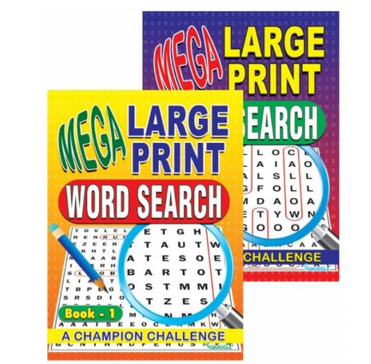 Mega Large Print Word Search Book 1 & 2