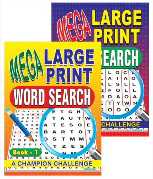 Mega Large Print Word Search Book Assorted Designs