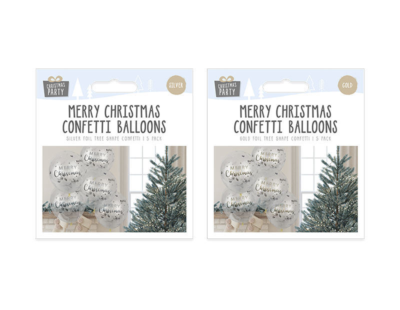 Merry Christmas Confetti Balloons 5pk