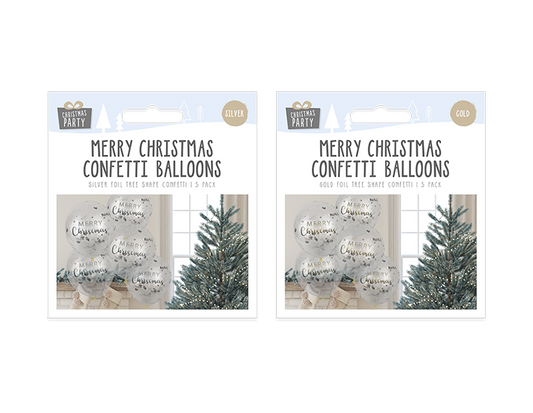 Merry Christmas Confetti Balloons 5pk