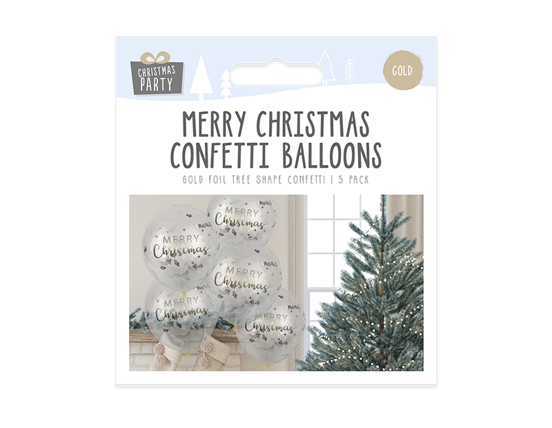 Merry Christmas Confetti Balloons 5pk