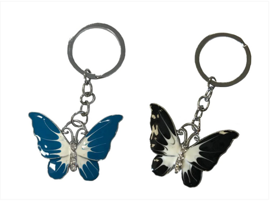 Metal Butterfly / Sports Ball Keychain Keyring 4 cm Assorted Colours
