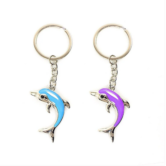 Metal Dolphin Shaped Keyring Style Keychain Assorted Colours
