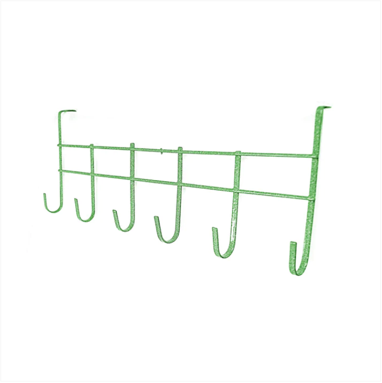 Metal Door Hanging Rack Storage 6 hooks 45 cm Assorted Colours