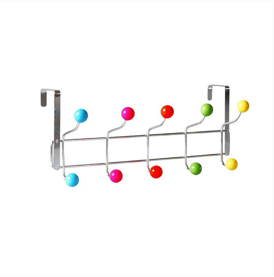 Metal Door Hook Rack Storage Hook Assorted Colour Hanger Knobs 40cm