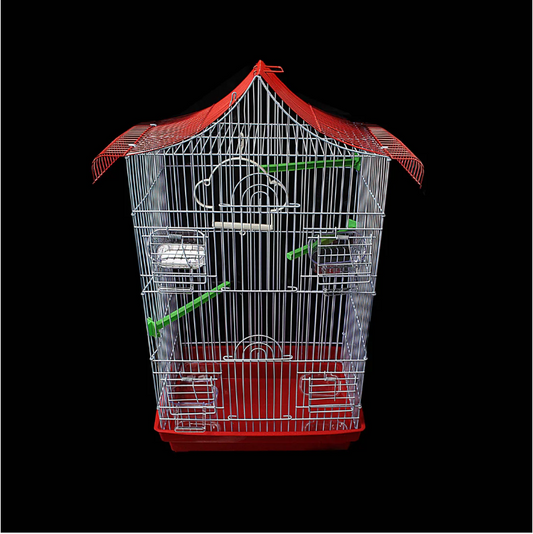 Metal Indoor Bird Parrot Pet Cage With Water Feeder 57 x 40 cm Assorted Colours