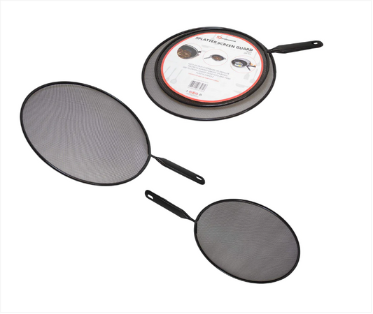 Metal Mesh Splatter Screen Food Protector Frying Mesh Cover Guard Black 2 Pack