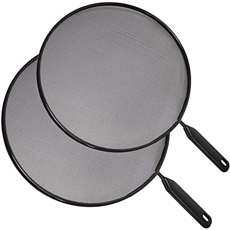 Metal Mesh Splatter Screen Food Protector Guard Black 2 Pack