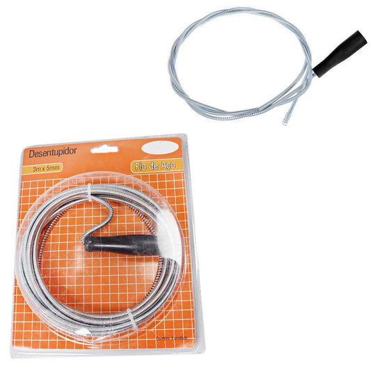 Metal Sink & Drain Cleaner Spring Wire Waste Pipe Cleaner DIY Home 3m x 5mm