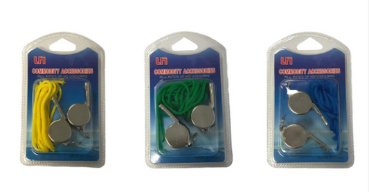 Metal Whistle with String 4 cm Pack of 2 Assorted Colours