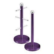 Metallic Kitchen Roll Holder & Mug Tree Amethyst