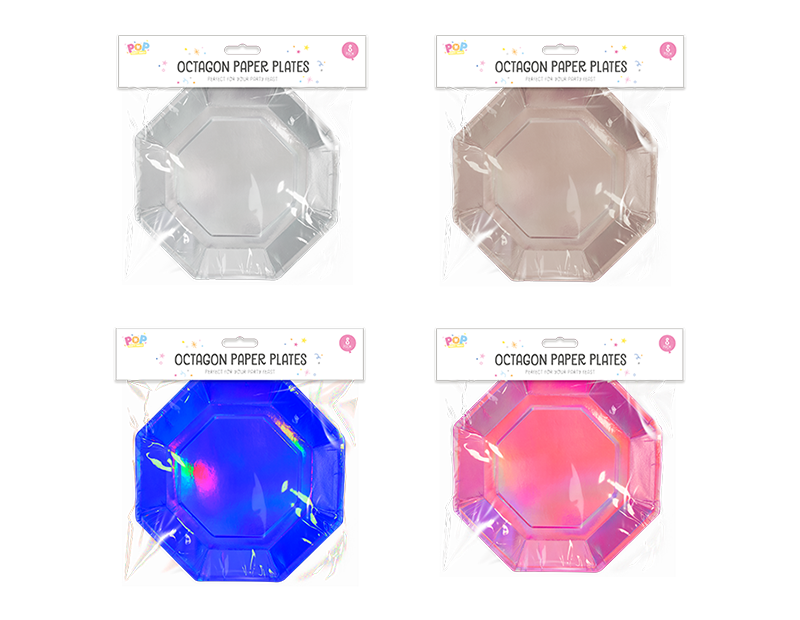 Metallic Octagon Paper Plates 8pk