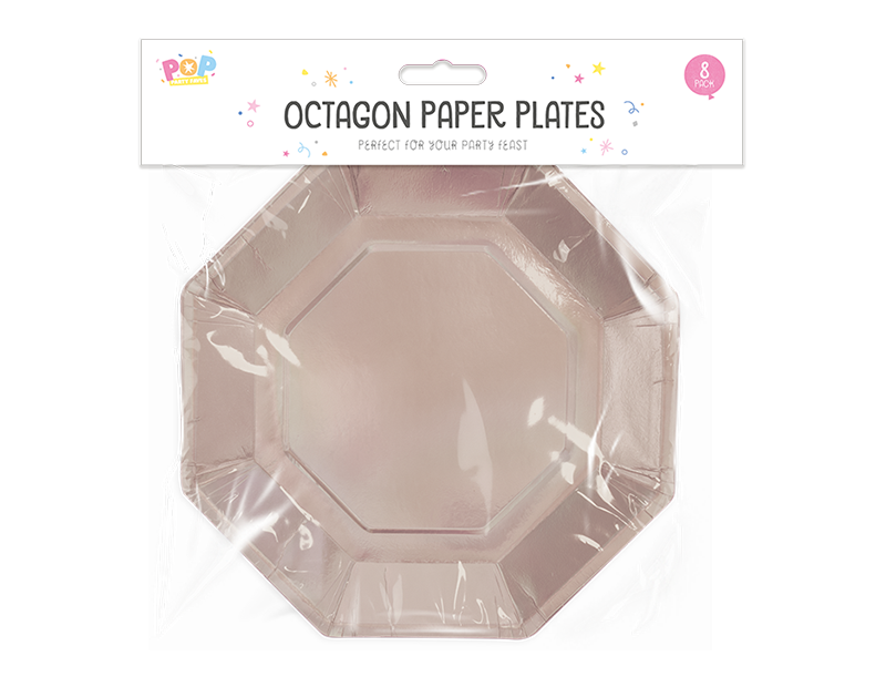 Metallic Octagon Paper Plates 8pk