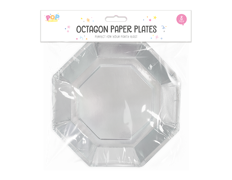 Metallic Octagon Paper Plates 8pk