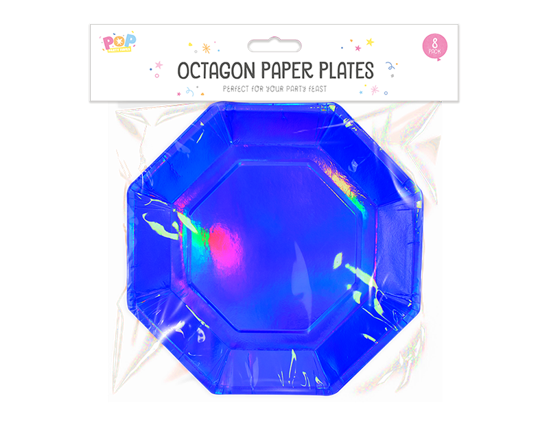 Metallic Octagon Paper Plates 8pk