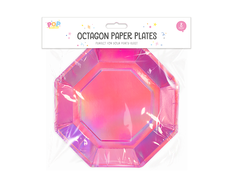 Metallic Octagon Paper Plates 8pk
