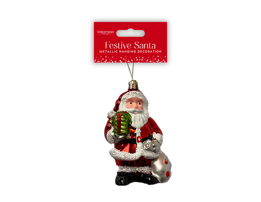 Metallic Santa Decoration 10.5cm x 7cm x 3.5cm