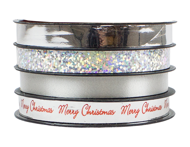 Metallic Christmas Ribbon 1cm x 5m - 4 Pack (With PDQ)