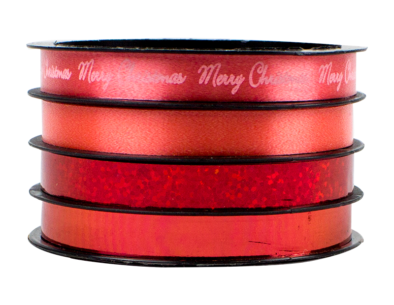 Metallic Christmas Ribbon 1cm x 5m - 4 Pack (With PDQ)