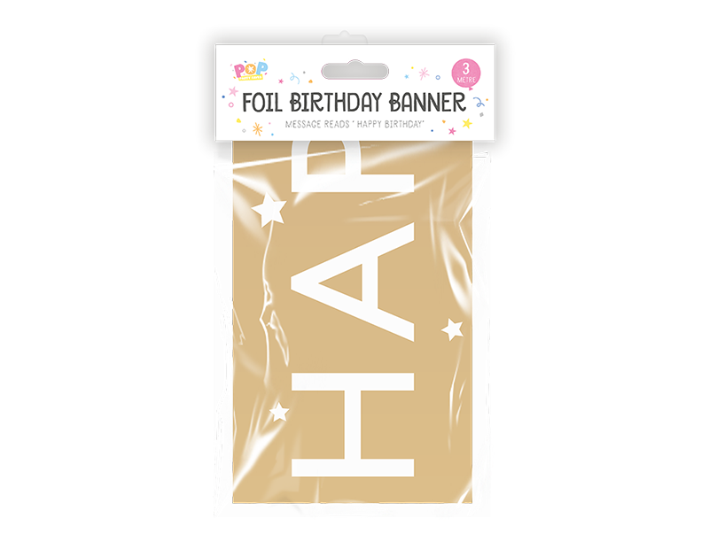 Metallic Foil Happy Birthday Banner 3M