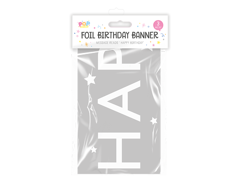 Metallic Foil Happy Birthday Banner 3M