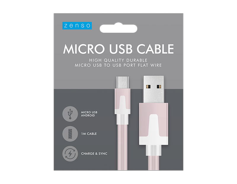 Micro to USB Flat Cable 1M