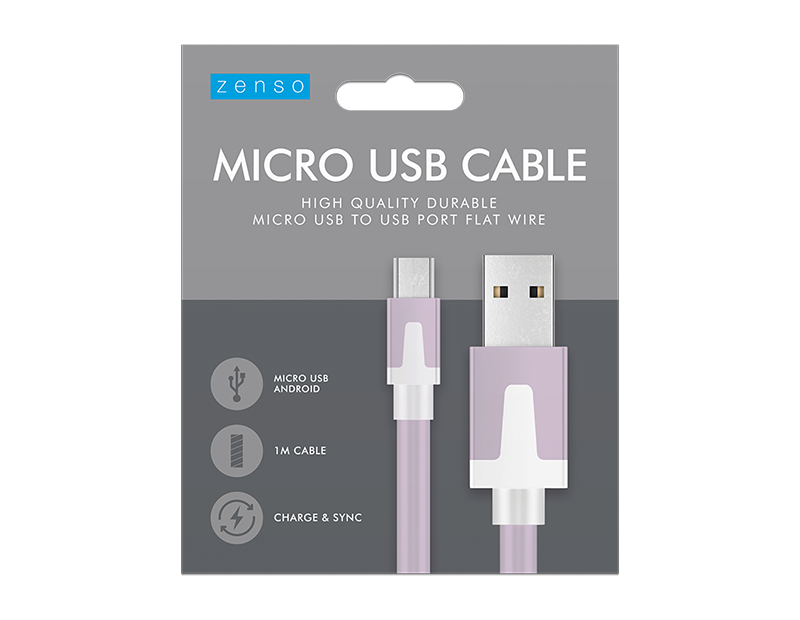Micro to USB Flat Cable 1M