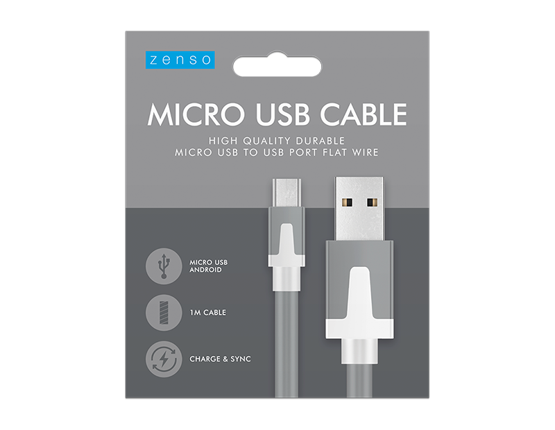 Micro to USB Flat Cable 1M