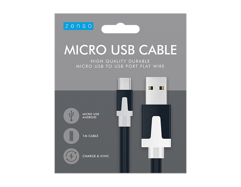 Micro to USB Flat Cable 1M