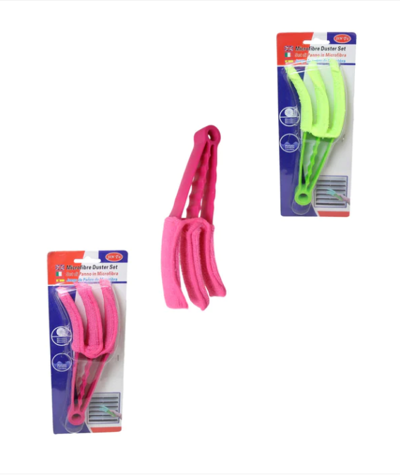 Microfibre 3 in 1 Duster Set Blinds Washable General Home Cleaning 20cm