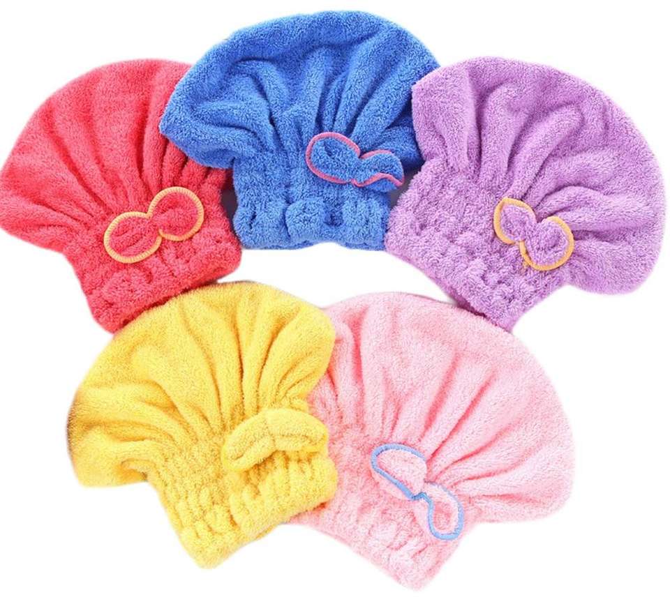 Microfibre Hair Wrap Bonnet with Bow Assorted Colours