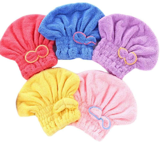 Microfibre Hair Wrap Bonnet with Bow Assorted Colours