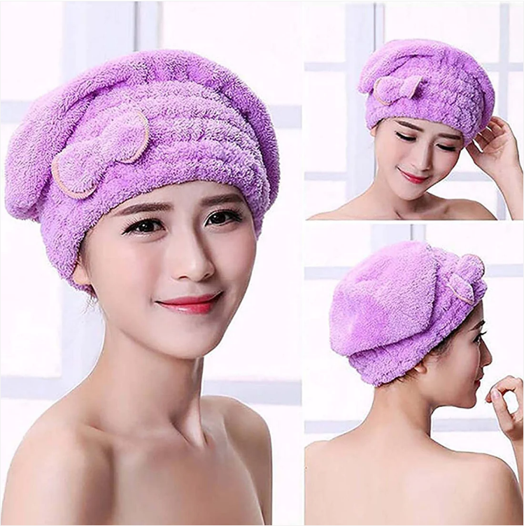 Microfibre Hair Wrap Bonnet with Bow Assorted Colours