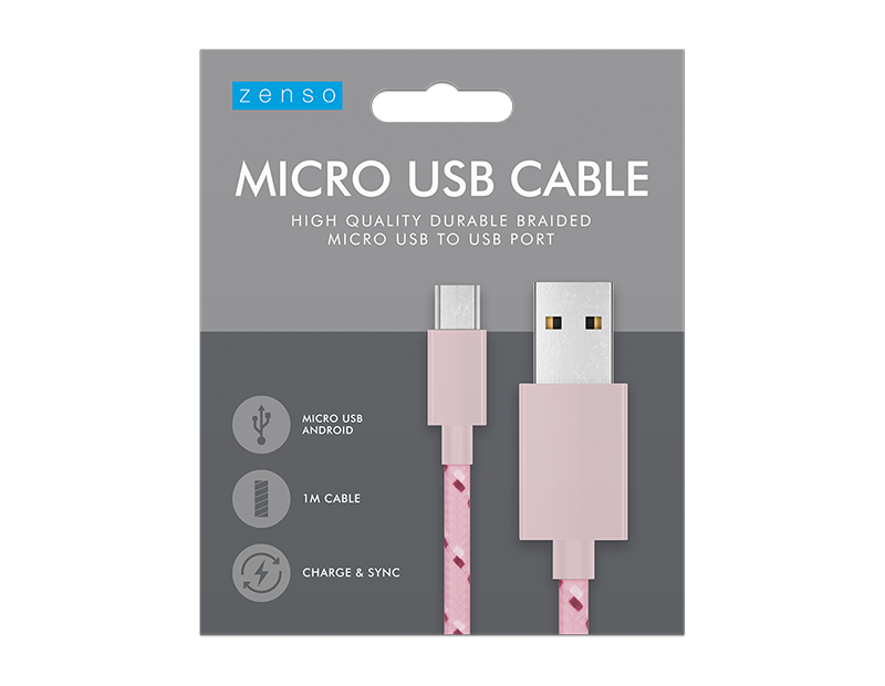 Micro to USB Braided Cable 1M