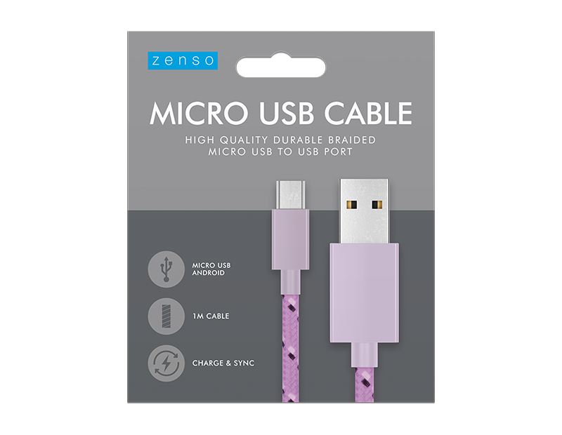 Micro to USB Braided Cable 1M