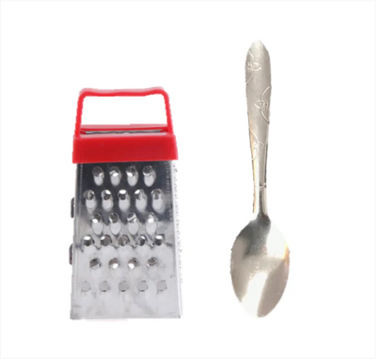 Mini Cheese Grater and Teaspoon 8 cm Assorted Colours