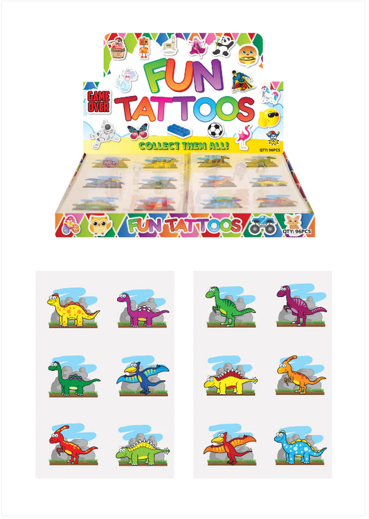 Mini Dinosaur Temporary Tattoo Sheets (4cm) Assorted Designs