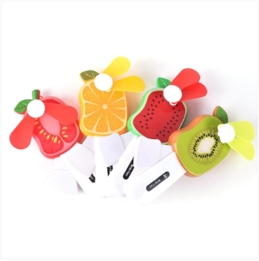 Mini Hand Pressure Fan Fruit Shape 13.5 cm Assorted Designs