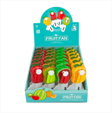 Mini Hand Pressure Fan Fruit Shape 13.5 cm Assorted Designs