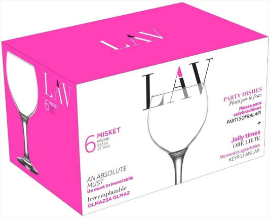 Misket Wine Glass 6 Piece 645cc 21 3/4oz Set In A Box